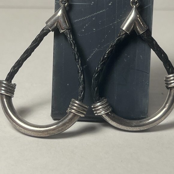 SILVER AND LEATHER EARRINGS - Picture 3 of 3